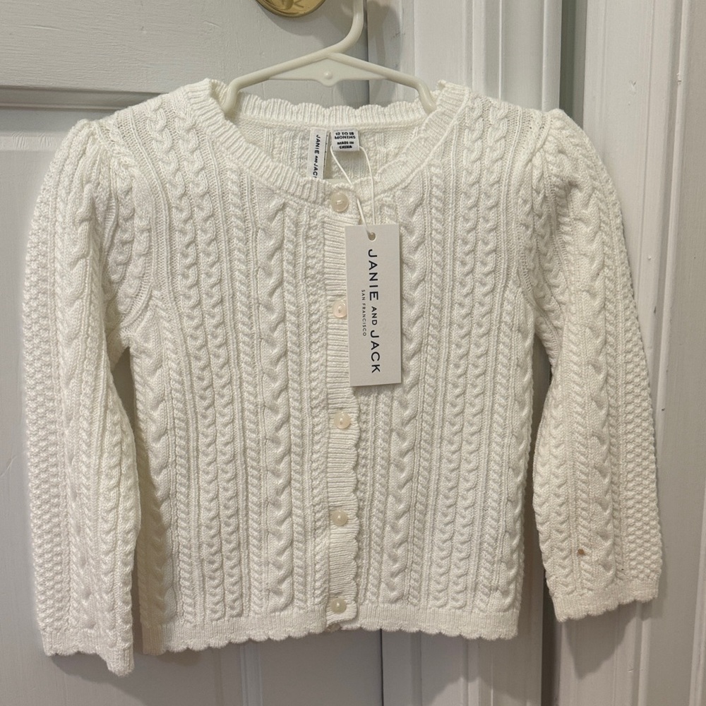 Janie and Jack Ivory Cable Knit Cardigan